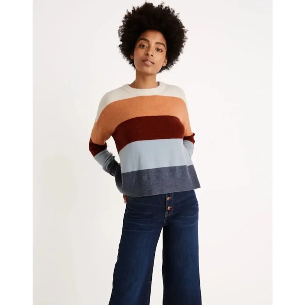 Madewell Crofton Striped Pullover Sweater in Coziest Yarn size Medium
